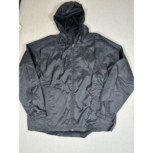 LL Bean Jacket Mens XL  Reg Black Hooded Full Zip Rain Wind Jacket Ligt